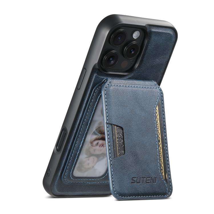 Suteni M3 Card Bag MagSafe Cowhide Texture Leather Phone Case, For iPhone 18, For iPhone 18 Pro, ...