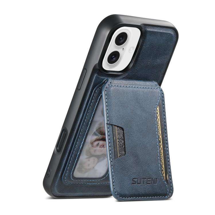 Suteni M3 Card Bag MagSafe Cowhide Texture Leather Phone Case, For iPhone 18, For iPhone 18 Pro, ...