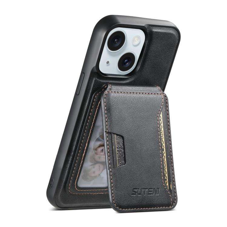 Suteni M3 Card Bag MagSafe Cowhide Texture Leather Phone Case, For iPhone 18, For iPhone 18 Pro, ...