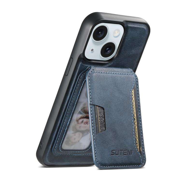 Suteni M3 Card Bag MagSafe Cowhide Texture Leather Phone Case, For iPhone 18, For iPhone 18 Pro, ...
