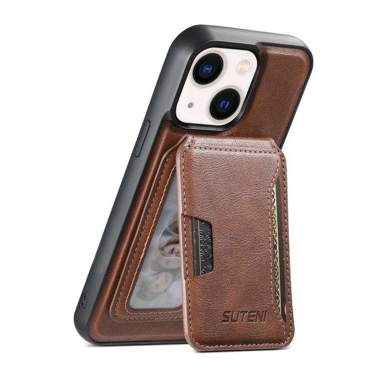 Suteni M3 Card Bag MagSafe Cowhide Texture Leather Phone Case, For iPhone 18, For iPhone 18 Pro, ...