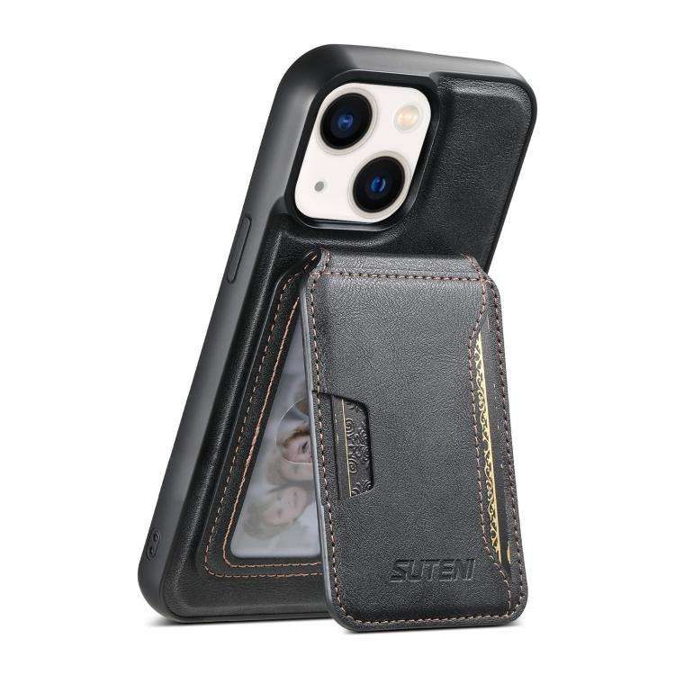 Suteni M3 Card Bag MagSafe Cowhide Texture Leather Phone Case, For iPhone 14, For iPhone 14 Pro, ...