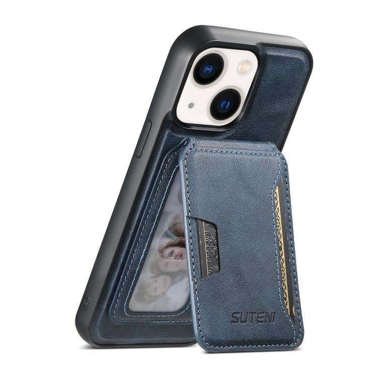 Suteni M3 Card Bag MagSafe Cowhide Texture Leather Phone Case, For iPhone 14, For iPhone 14 Pro, ...