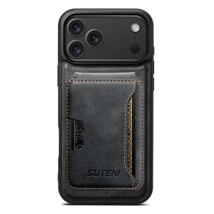 Suteni M3 Card Bag MagSafe Cowhide Texture Leather Phone Case, For iPhone 18, For iPhone 18 Pro, ...