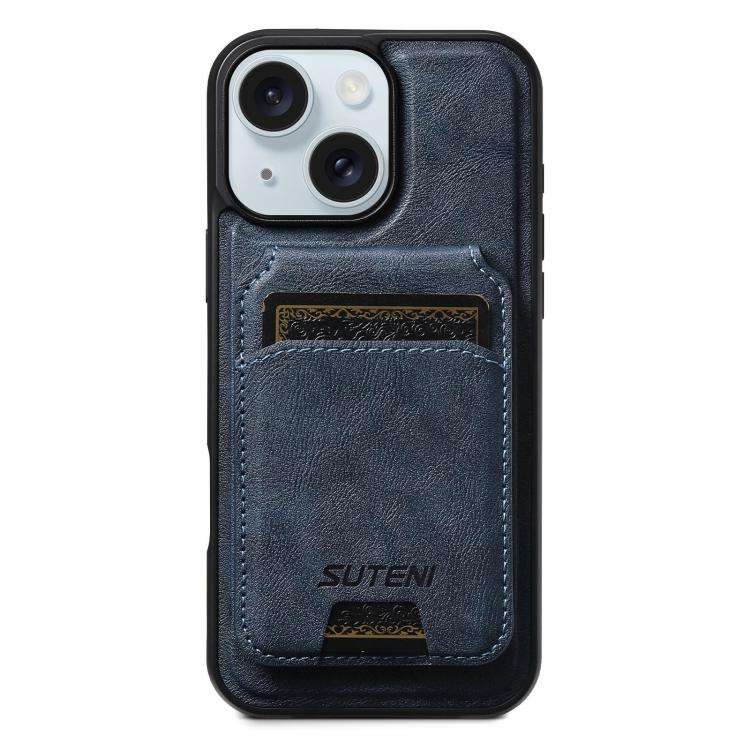 Suteni M5 Magnetic Card Bag MagSafe Cowhide Texture Leather Phone Case, For iPhone 18, For iPhone...