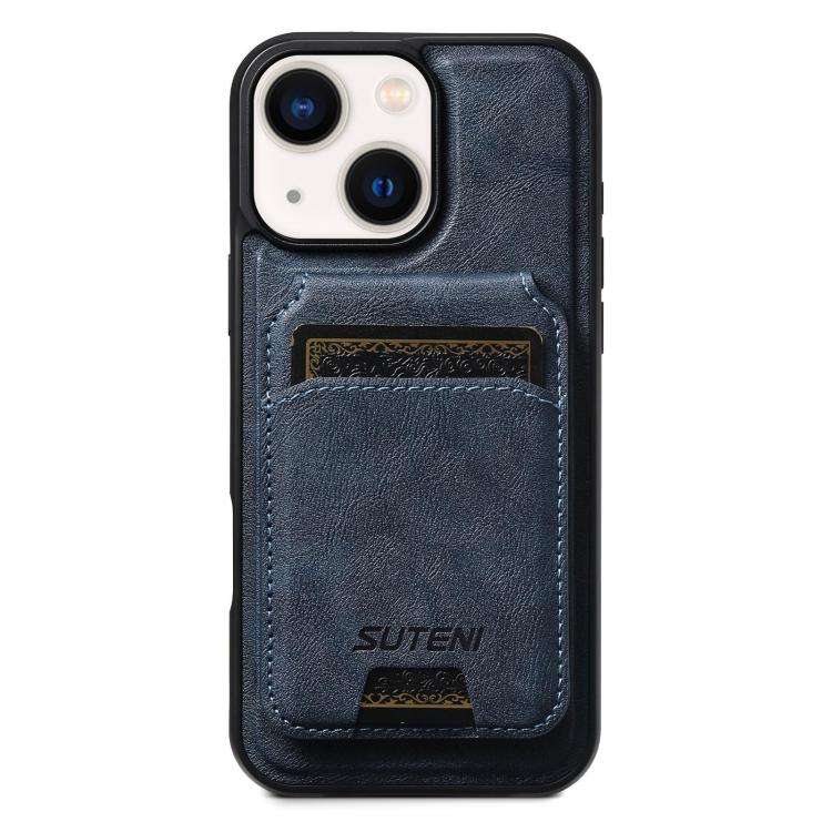 Suteni M5 Magnetic Card Bag MagSafe Cowhide Texture Leather Phone Case, For iPhone 14, For iPhone...
