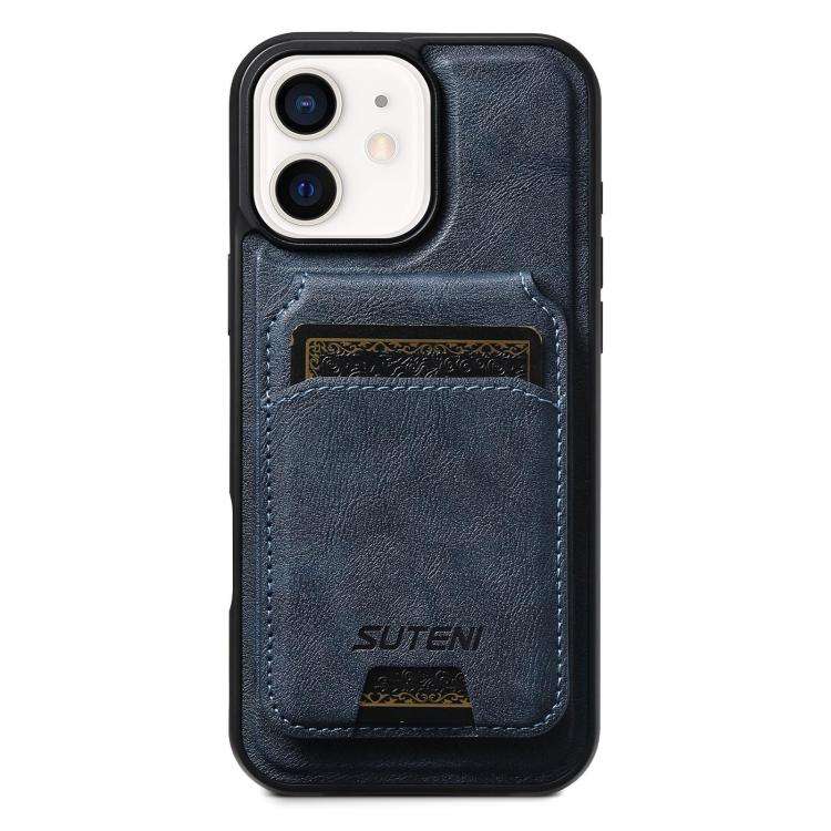 Suteni M5 Magnetic Card Bag MagSafe Cowhide Texture Leather Phone Case, For iPhone 14, For iPhone...