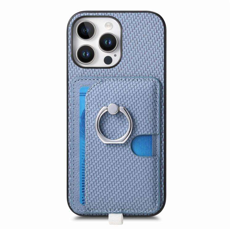 Carbon Fiber Ring Side Insert Card Bag MagSafe Phone Case, For iPhone 15 Pro Max, For iPhone 15 P...