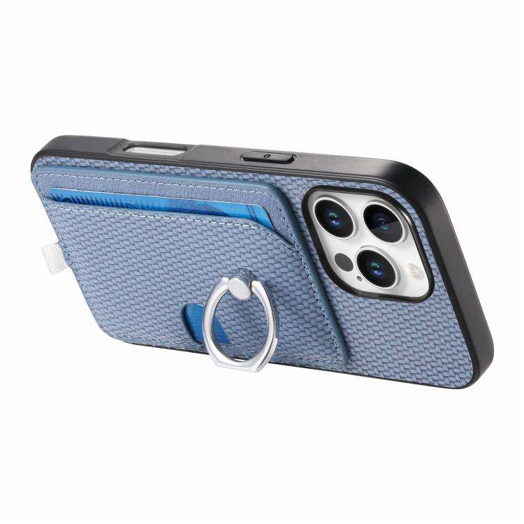 Carbon Fiber Ring Side Insert Card Bag MagSafe Phone Case, For iPhone 15 Pro Max, For iPhone 15 P...
