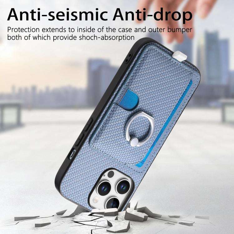 Carbon Fiber Ring Side Insert Card Bag MagSafe Phone Case, For iPhone 13 Pro, For iPhone 13, For ...