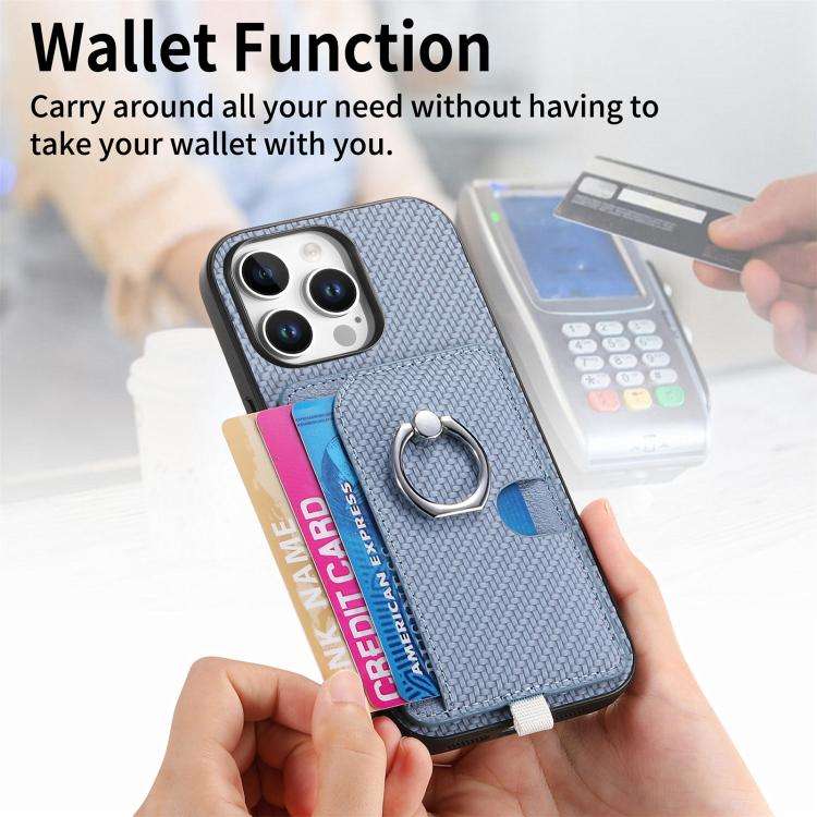 Carbon Fiber Ring Side Insert Card Bag MagSafe Phone Case, For iPhone 13 Pro, For iPhone 13, For ...