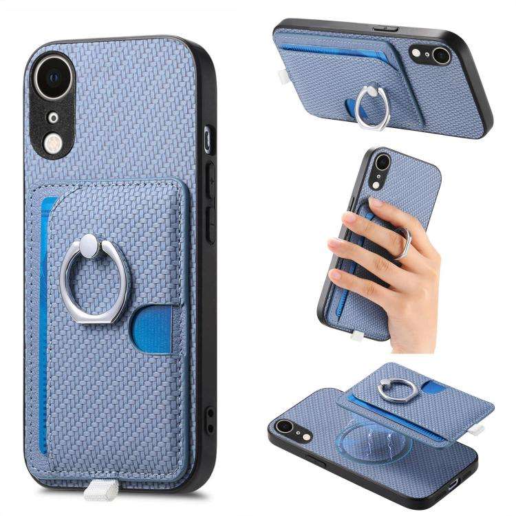Carbon Fiber Ring Side Insert Card Bag MagSafe Phone Case, For iPhone 13 Pro, For iPhone 13, For ...