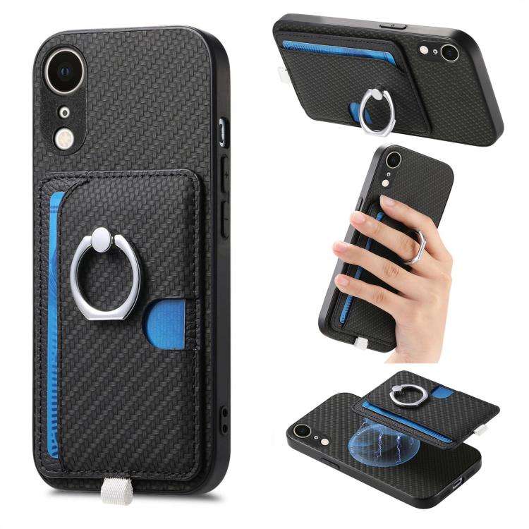 Carbon Fiber Ring Side Insert Card Bag MagSafe Phone Case, For iPhone 13 Pro, For iPhone 13, For ...