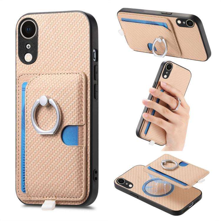 Carbon Fiber Ring Side Insert Card Bag MagSafe Phone Case, For iPhone 13 Pro, For iPhone 13, For ...