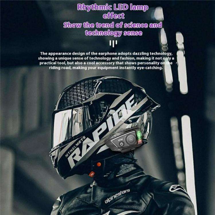 BT56 Rhythm Light Effects Motorcycle Helmet Headphone Bluetooth-Compatible Music Headset, BT56