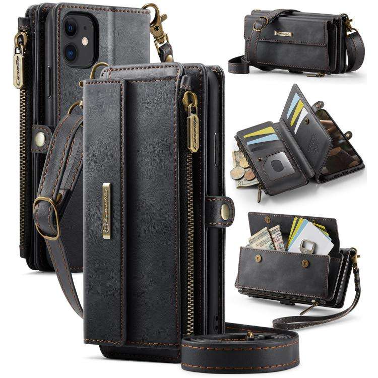 CaseMe C39 RFID Blocking Zipper Wallet Leather Phone Case with Crossbody Strap, For iPhone 13 Pro...