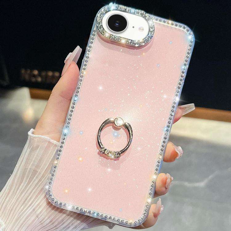 Rhinestone Glitter TPU Ring Holder Anti-fall Phone Case, For iPhone 17e / 16e, For iPhone 17 Pro ...