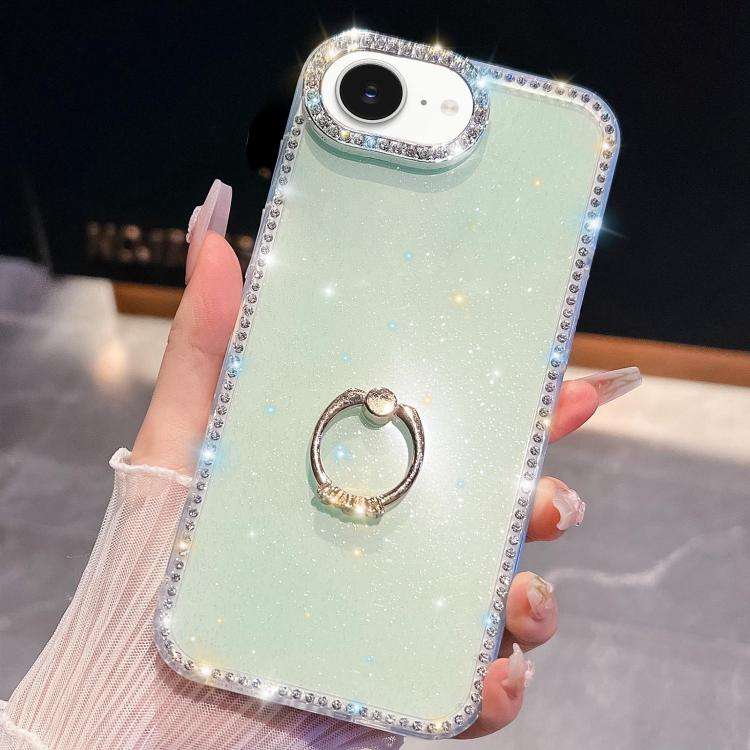 Rhinestone Glitter TPU Ring Holder Anti-fall Phone Case, For iPhone 17e / 16e, For iPhone 17 Pro ...
