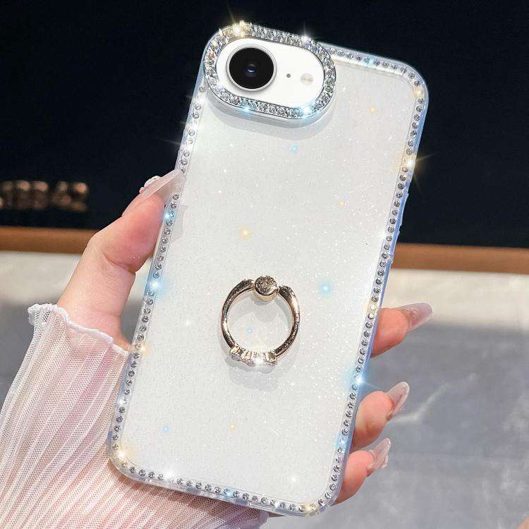 Rhinestone Glitter TPU Ring Holder Anti-fall Phone Case, For iPhone 17e / 16e, For iPhone 17 Pro ...