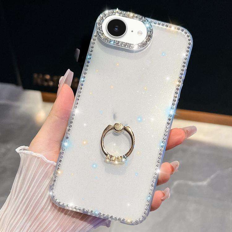 Rhinestone Glitter TPU Ring Holder Anti-fall Phone Case, For iPhone 17e / 16e, For iPhone 17 Pro ...