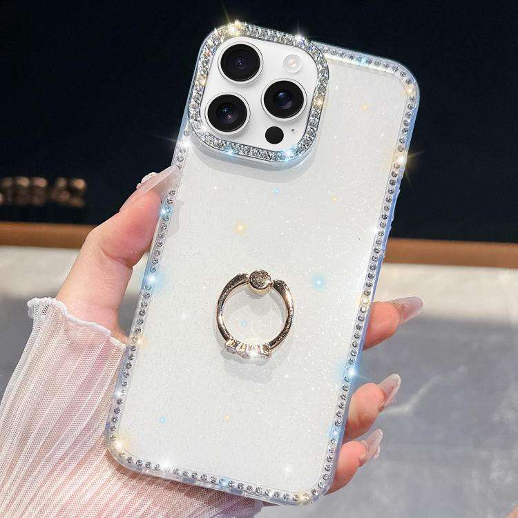 Rhinestone Glitter TPU Ring Holder Anti-fall Phone Case, For iPhone 17e / 16e, For iPhone 17 Pro ...