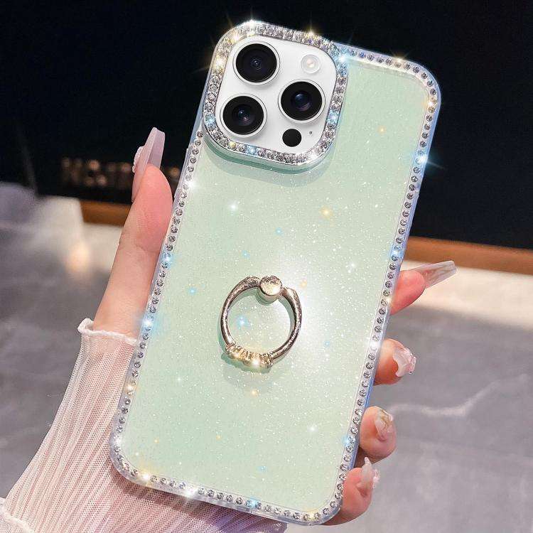 Rhinestone Glitter TPU Ring Holder Anti-fall Phone Case, For iPhone 17e / 16e, For iPhone 17 Pro ...