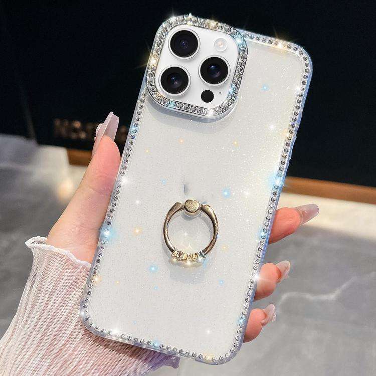 Rhinestone Glitter TPU Ring Holder Anti-fall Phone Case, For iPhone 17e / 16e, For iPhone 17 Pro ...