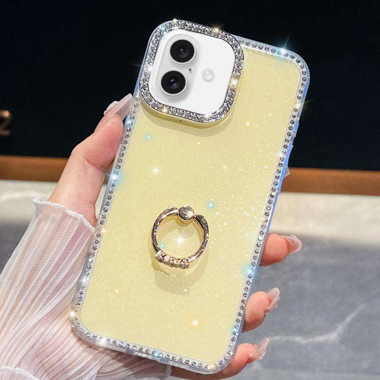 Rhinestone Glitter TPU Ring Holder Anti-fall Phone Case, For iPhone 17e / 16e, For iPhone 17 Pro ...