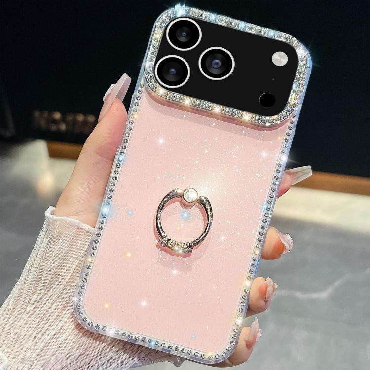 Rhinestone Glitter TPU Ring Holder Anti-fall Phone Case, For iPhone 17e / 16e, For iPhone 17 Pro ...