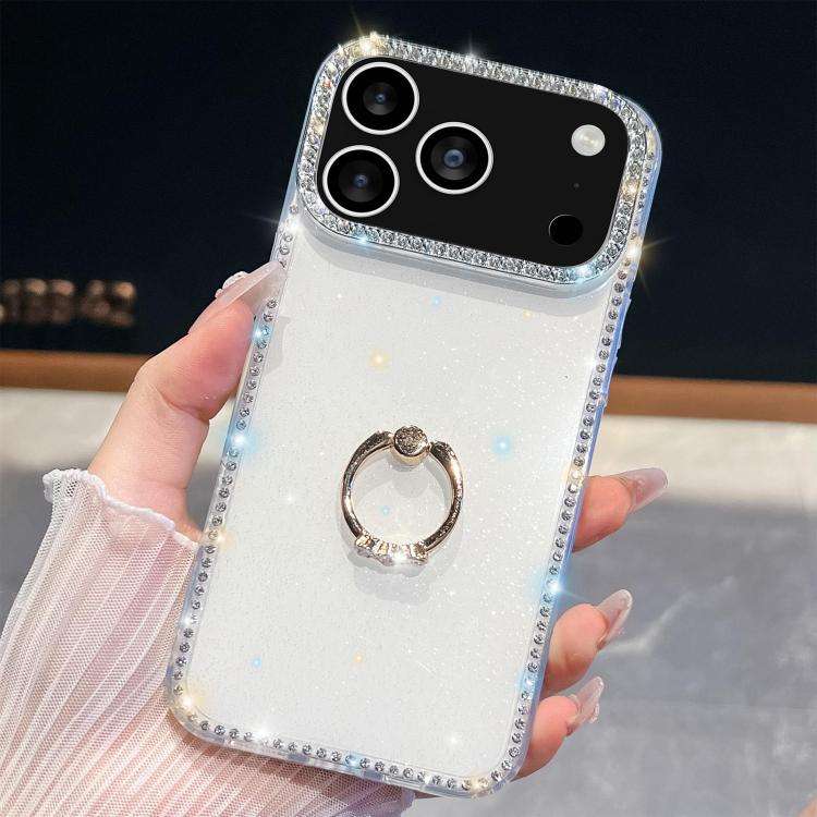Rhinestone Glitter TPU Ring Holder Anti-fall Phone Case, For iPhone 17e / 16e, For iPhone 17 Pro ...