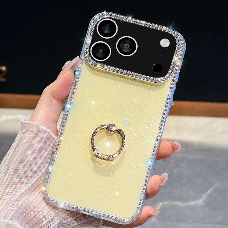 Rhinestone Glitter TPU Ring Holder Anti-fall Phone Case, For iPhone 17e / 16e, For iPhone 17 Pro ...