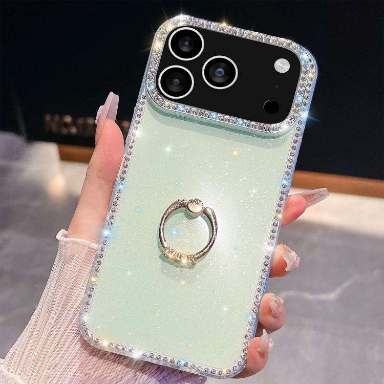 Rhinestone Glitter TPU Ring Holder Anti-fall Phone Case, For iPhone 17e / 16e, For iPhone 17 Pro ...