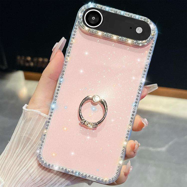 Rhinestone Glitter TPU Ring Holder Anti-fall Phone Case, For iPhone 17e / 16e, For iPhone 17 Pro ...