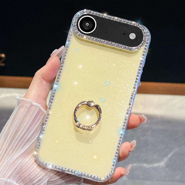 Rhinestone Glitter TPU Ring Holder Anti-fall Phone Case, For iPhone 17e / 16e, For iPhone 17 Pro ...