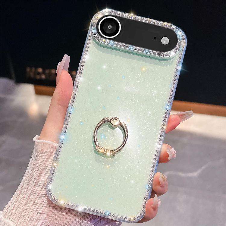 Rhinestone Glitter TPU Ring Holder Anti-fall Phone Case, For iPhone 17e / 16e, For iPhone 17 Pro ...