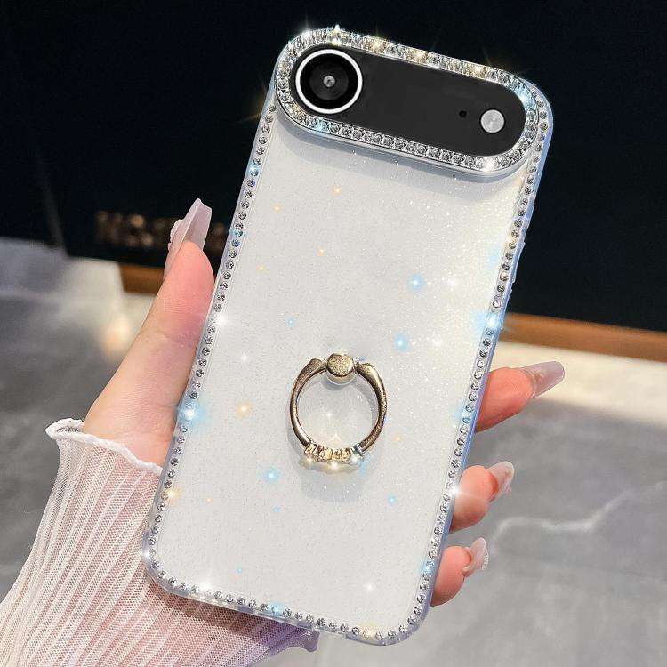 Rhinestone Glitter TPU Ring Holder Anti-fall Phone Case, For iPhone 17e / 16e, For iPhone 17 Pro ...