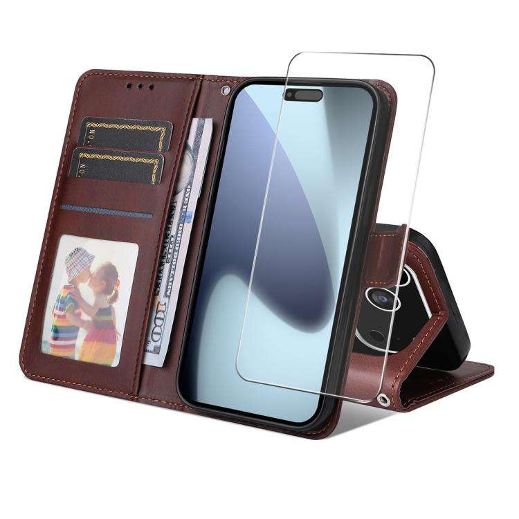 ENKAY Card Wallet Calf Texture Leather Phone Case with Thickened Glue No White Edge Film, For iPh...