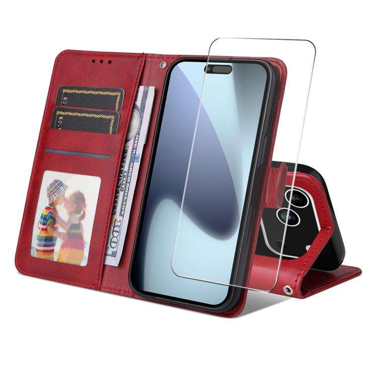 ENKAY Card Wallet Calf Texture Leather Phone Case with Thickened Glue No White Edge Film, For iPh...