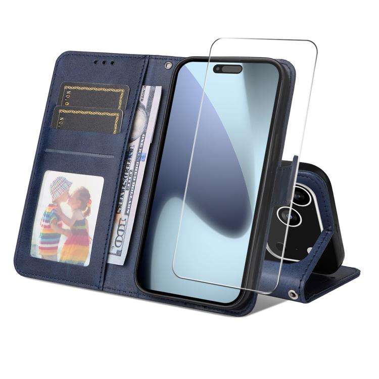 ENKAY Card Wallet Calf Texture Leather Phone Case with Thickened Glue No White Edge Film, For iPh...