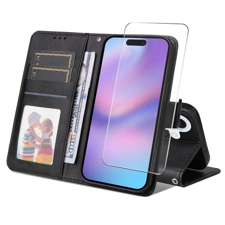 ENKAY Card Wallet Calf Texture Leather Phone Case with Thickened Glue No White Edge Film, For iPh...