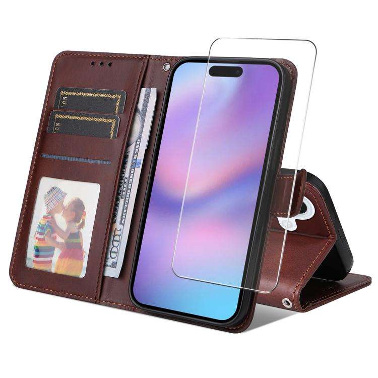 ENKAY Card Wallet Calf Texture Leather Phone Case with Thickened Glue No White Edge Film, For iPh...