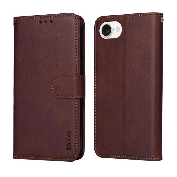 ENKAY Card Wallet Calf Texture Leather Phone Case with Thickened Glue No White Edge Film, For iPh...