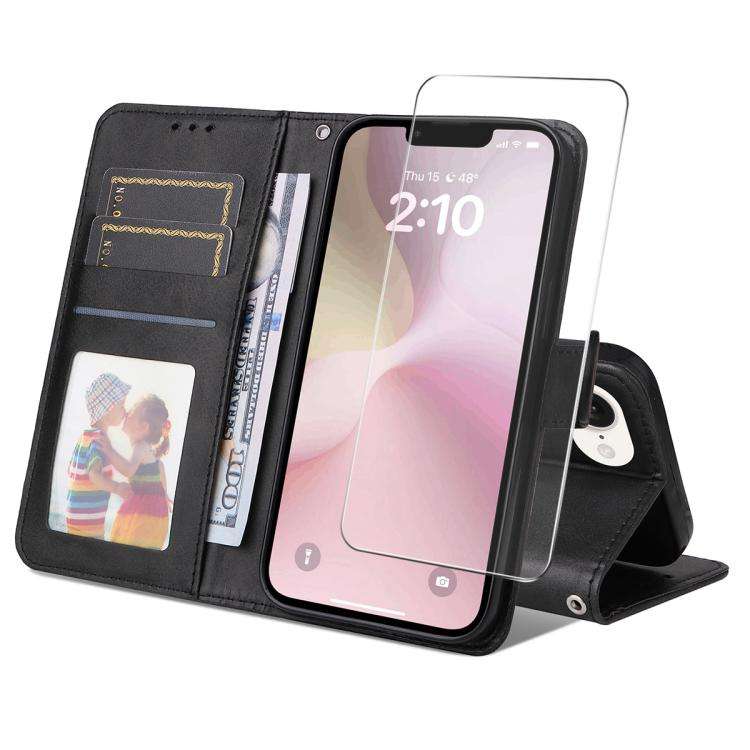 ENKAY Card Wallet Calf Texture Leather Phone Case with Thickened Glue No White Edge Film, For iPh...