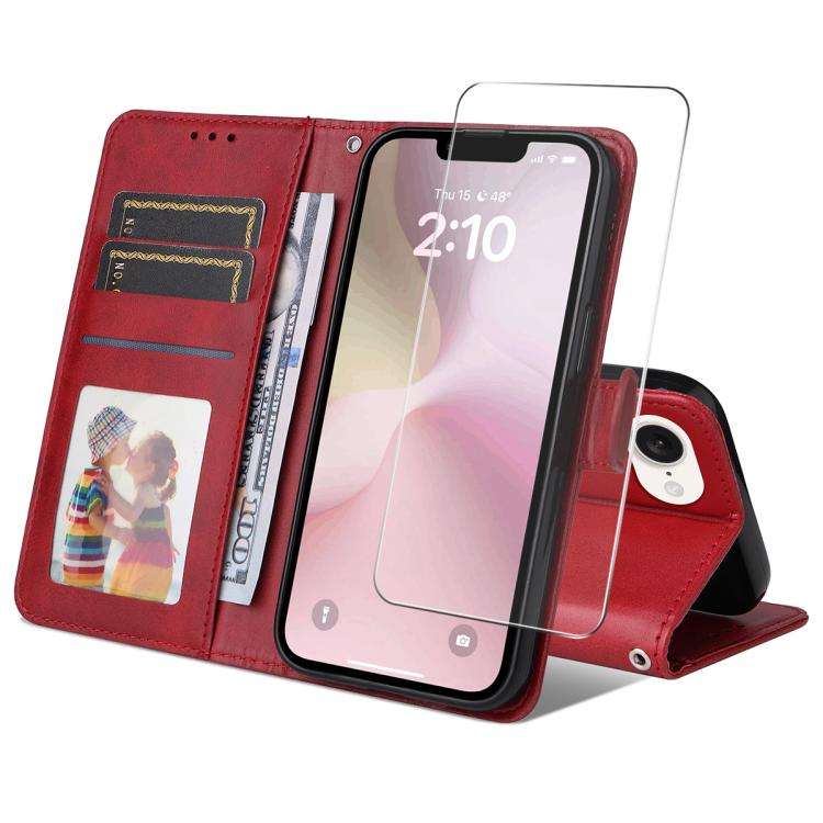 ENKAY Card Wallet Calf Texture Leather Phone Case with Thickened Glue No White Edge Film, For iPh...