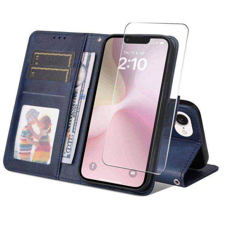 ENKAY Card Wallet Calf Texture Leather Phone Case with Thickened Glue No White Edge Film, For iPh...