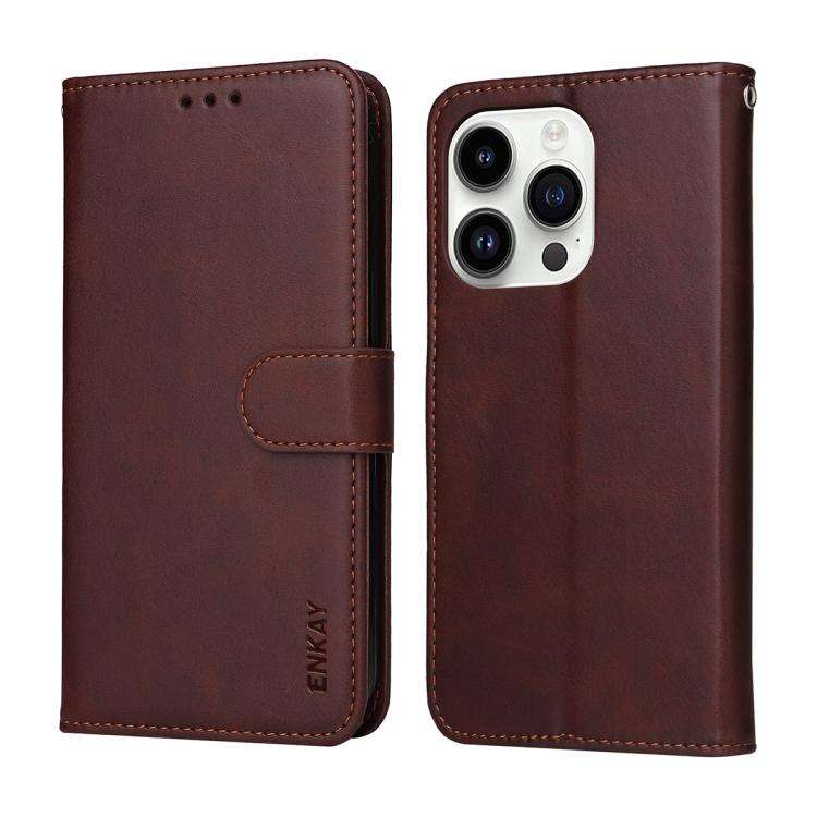 ENKAY Card Wallet Calf Texture Leather Phone Case with Thickened Glue No White Edge Film, For iPh...