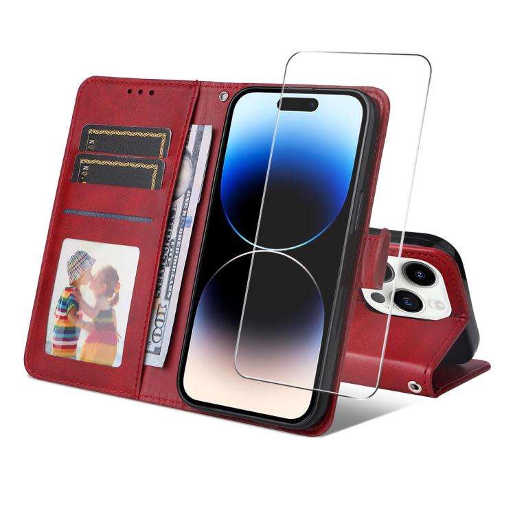 ENKAY Card Wallet Calf Texture Leather Phone Case with Thickened Glue No White Edge Film, For iPh...