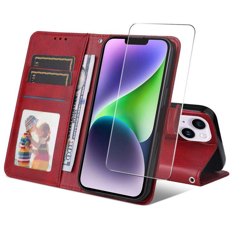 ENKAY Card Wallet Calf Texture Leather Phone Case with Thickened Glue No White Edge Film, For iPh...