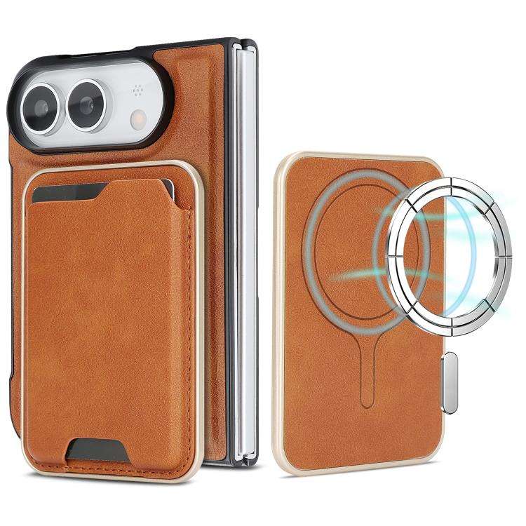Kalebol Slim MagSafe Ring Magnetic Card Bag Leather Phone Case, For iPhone Duo, For iPhone 18 Pro...