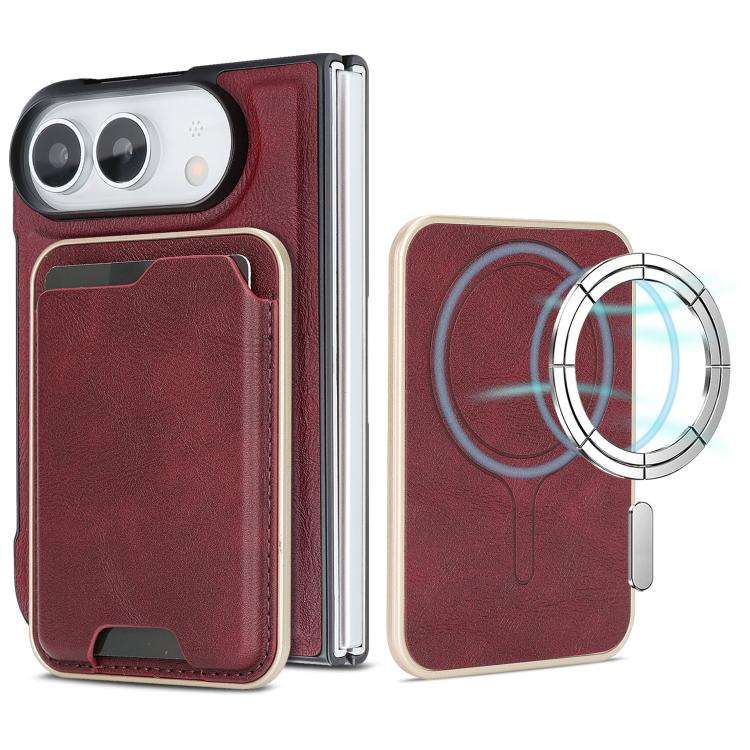 Kalebol Slim MagSafe Ring Magnetic Card Bag Leather Phone Case, For iPhone Duo, For iPhone 18 Pro...